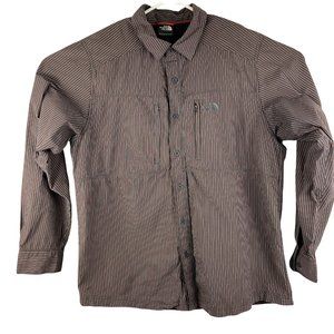 The North Face Shirt Mens Vented Fishing Long Sleeve Button Up Red Black Large